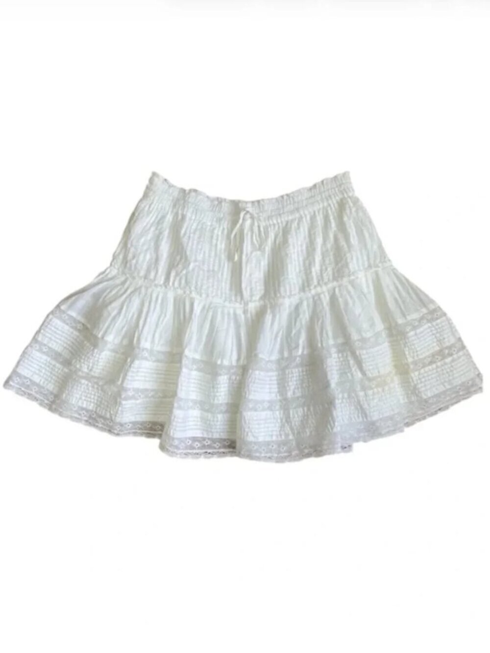 Unsubscribed White Victorian Ruffle Lace Mini Skirt